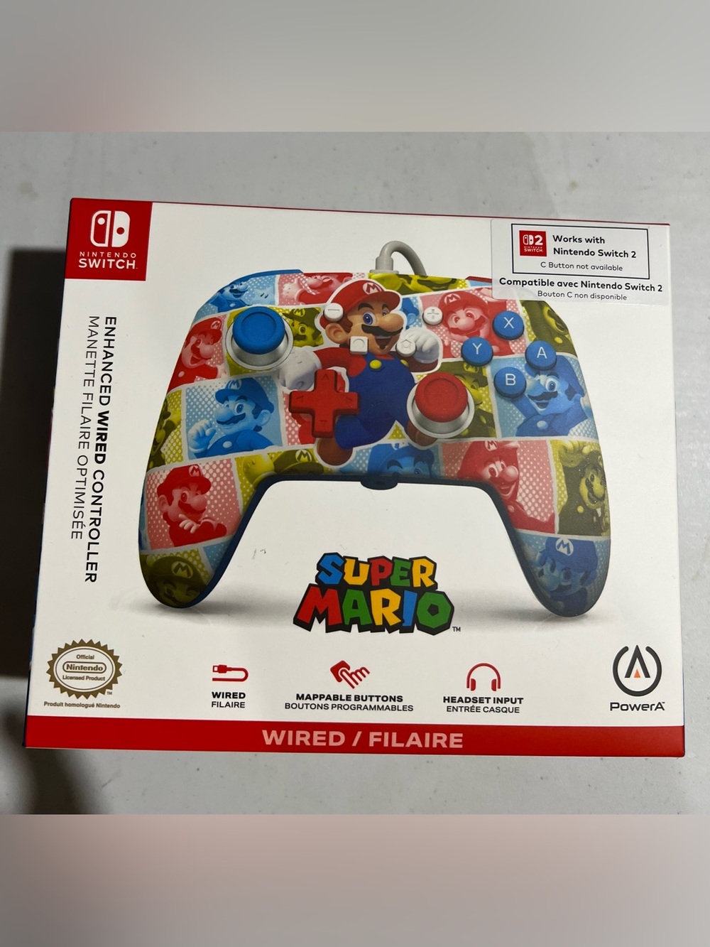 Nintendo Switch/Switch 2 ,Super Mario Wired Controller - Multicolor